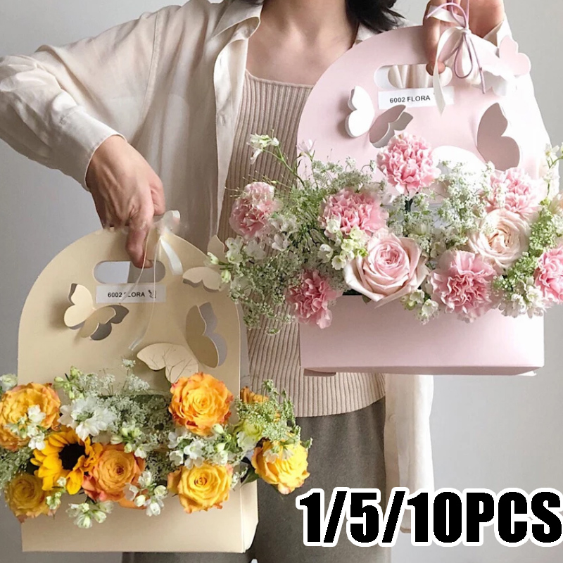 Wedding Hampers - 1/5/10Pcs 나비 꽃 상자 손 꽃