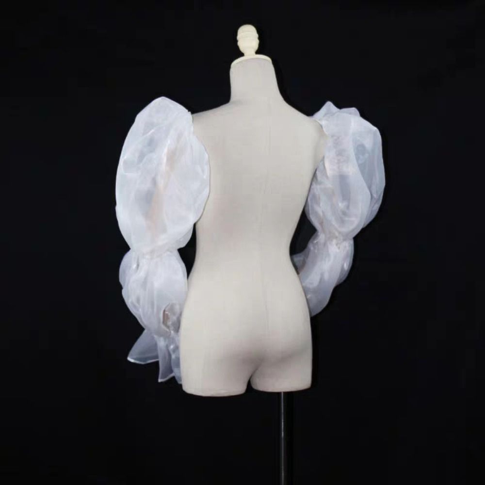 우아한 퍼프 웨딩 암 슬리브 이브닝 드레스 장식 러플  - Wedding Dress Supply 리뷰 및 가격