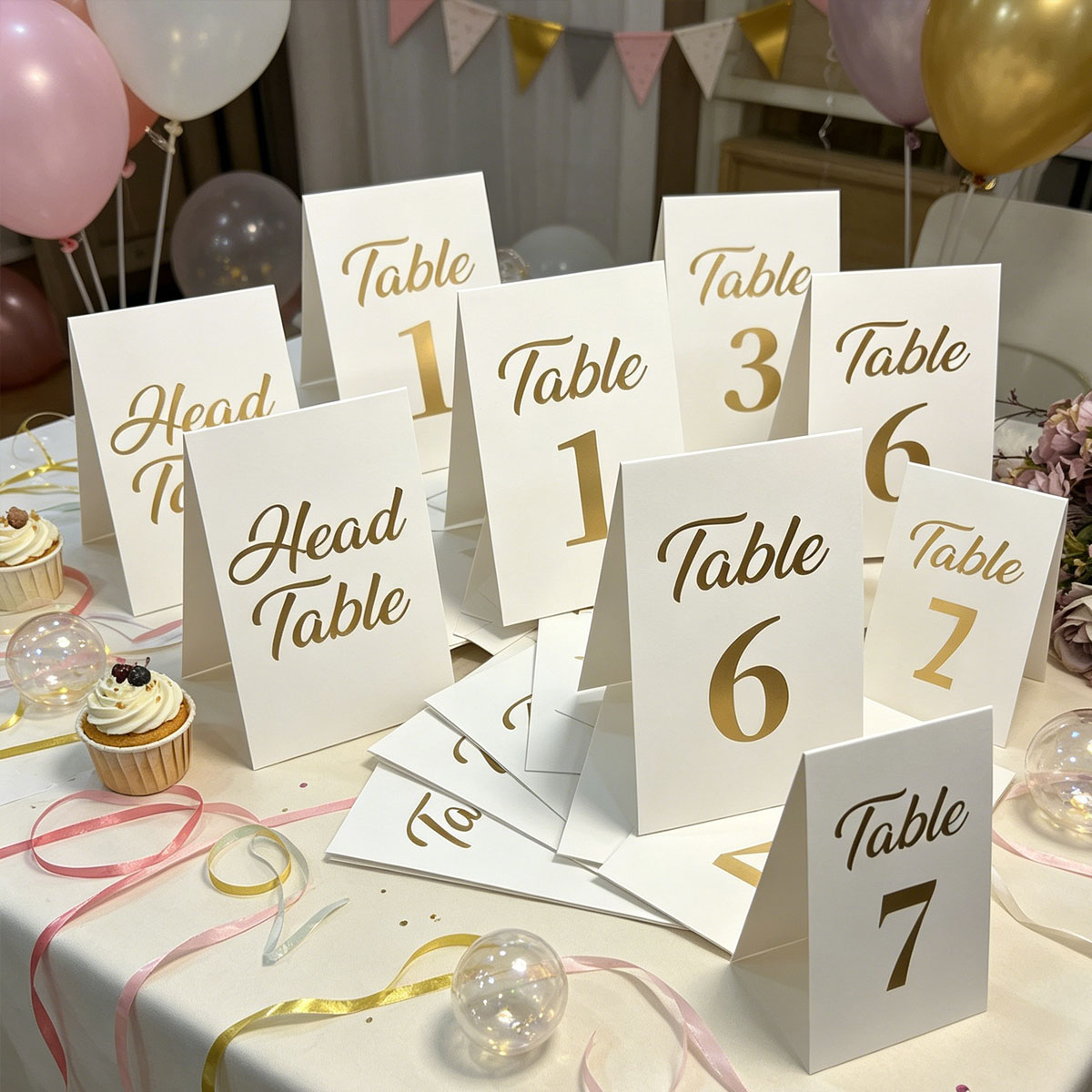 1세트 금박 웨딩 테이블 번호 카드, 텐트 스타일 테이 - Table Number Gold 리뷰 및 가격