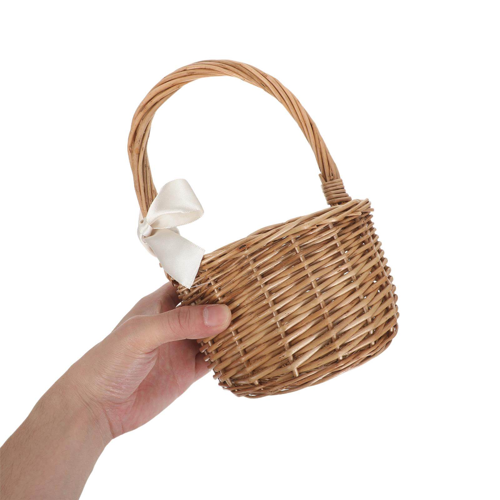 손으로 짠 위커 꽃바구니(손잡이 포함) 둥근 빈티지 피 - Wedding Hampers 리뷰 및 가격