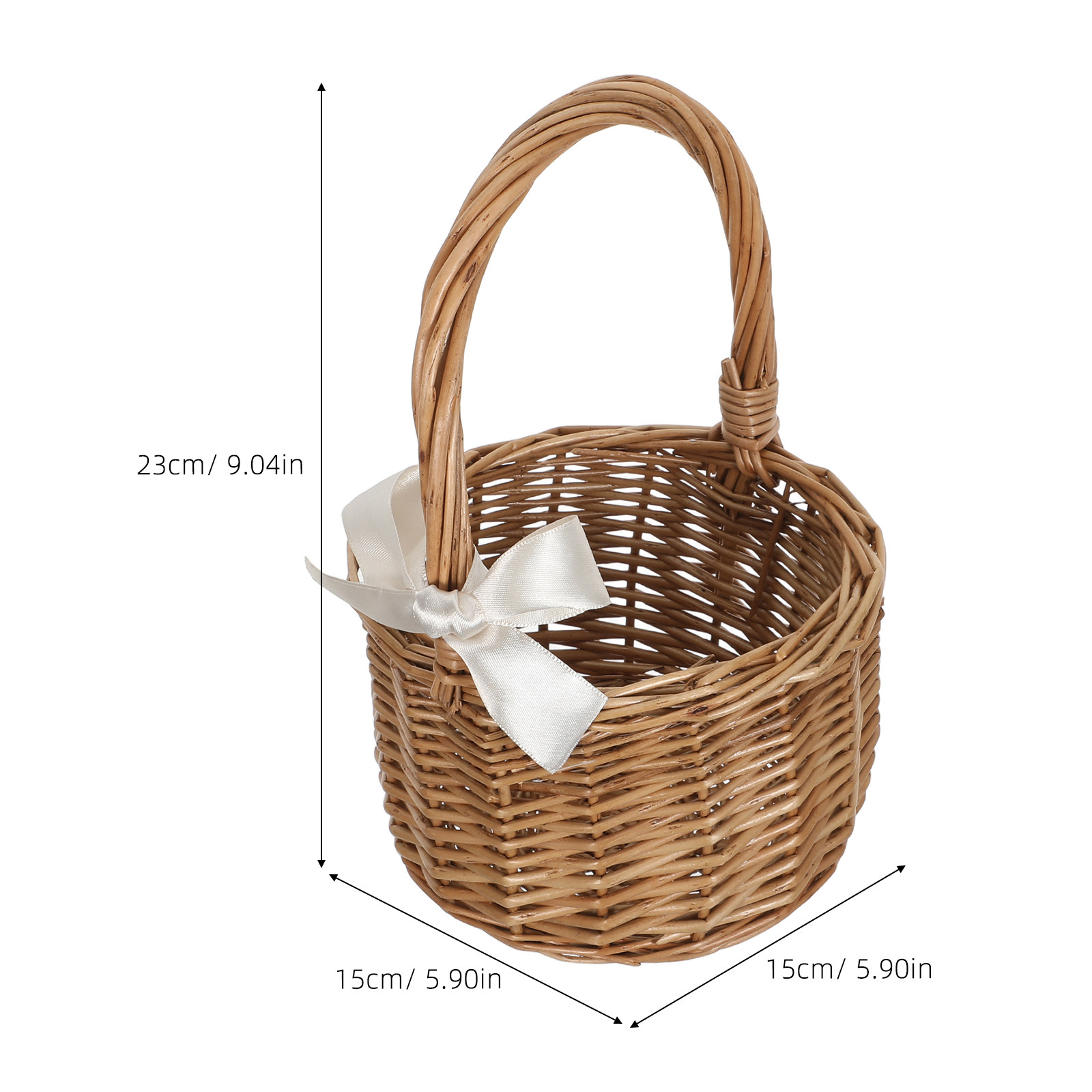 손으로 짠 위커 꽃바구니(손잡이 포함) 둥근 빈티지 피 - Wedding Hampers 리뷰 및 가격