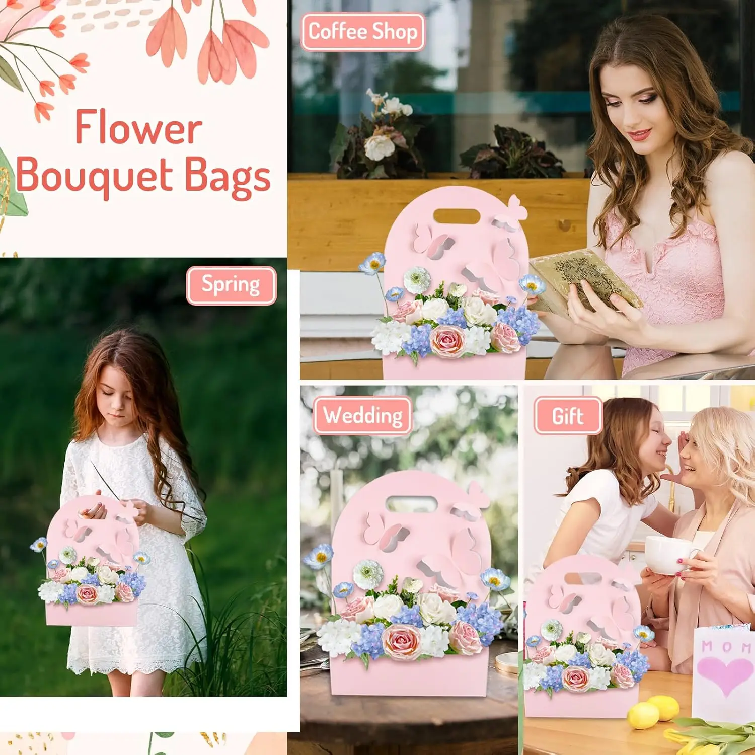 1/5/10Pcs 나비 꽃 상자 손 꽃 바구니 종이 꽃 - Wedding Hampers 리뷰 및 가격