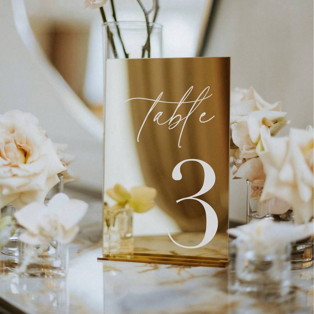 골드 아크릴 미러 숫자 테이블 표지판, 12*18CM  - Table Number Gold 리뷰 및 가격