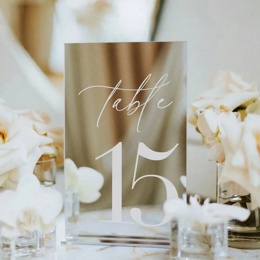 골드 아크릴 미러 숫자 테이블 표지판, 12*18CM  - Table Number Gold 리뷰 및 가격