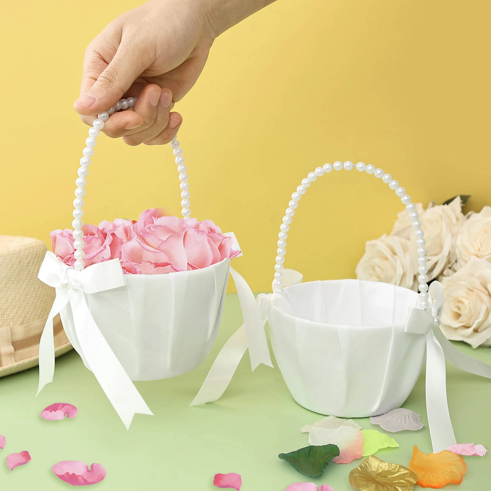 2Pcs 웨딩 플라워 걸 바구니 Bowknot Sati - Wedding Hampers 리뷰 및 가격