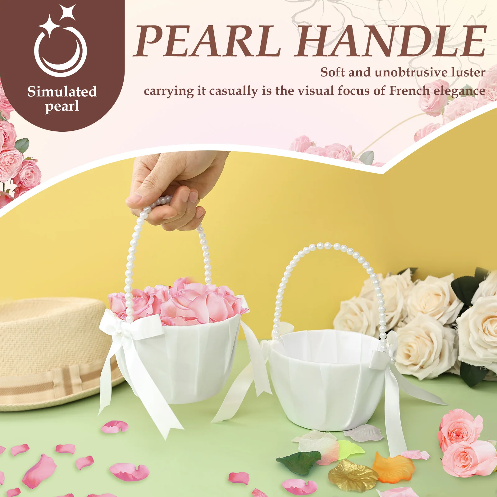 2Pcs 웨딩 플라워 걸 바구니 Bowknot Sati - Wedding Hampers 리뷰 및 가격